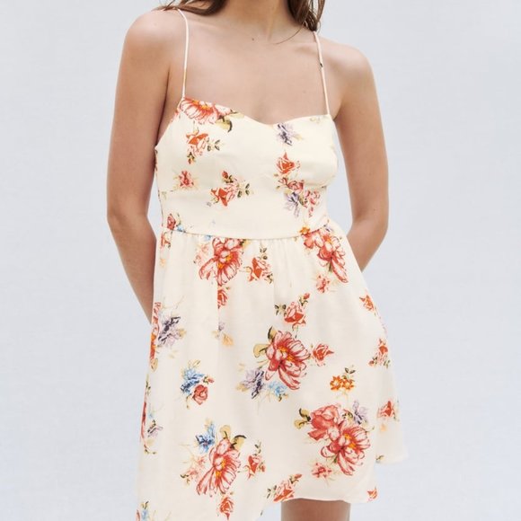 NEW ZARA PRINTED CORSET STYLE DRESS LINEN SPAGHETTI STRAPS WOMENS SIZE M - Picture 3 of 6